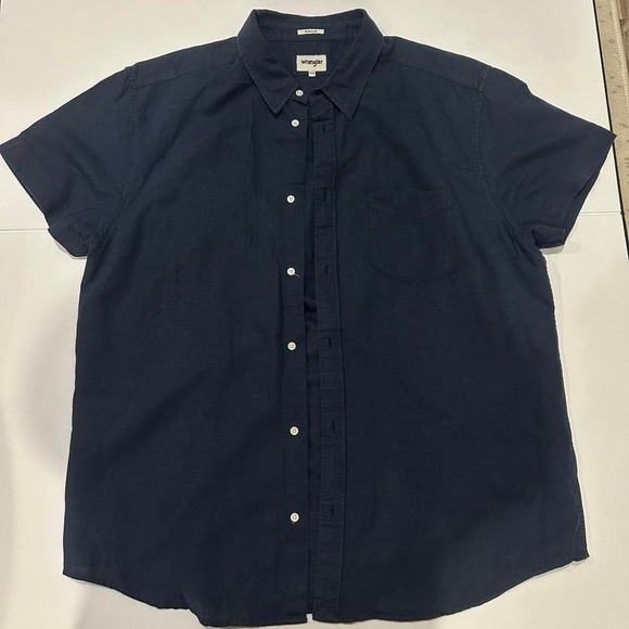 Wrangler Other - WRANGLER button down Linen Blend Men's XXL regular fit, navy blue